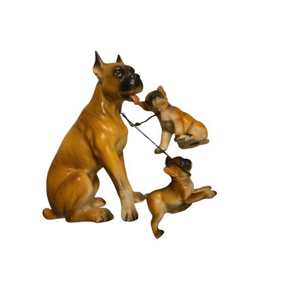 Boxer Dog With Puppies Ceramic Figurine Lipper and Mann Creations Japan Vintage - Picture 2 of 14